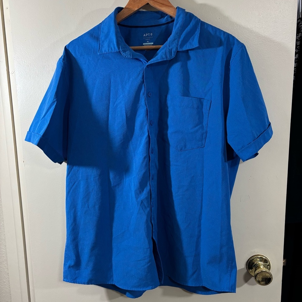 Apt. 9 Blue Men's Performance Slim Fit Button Down Shirt Size XL